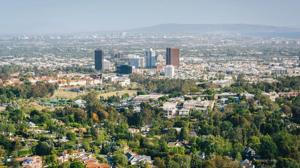 Aerial view of Brentwood, CA