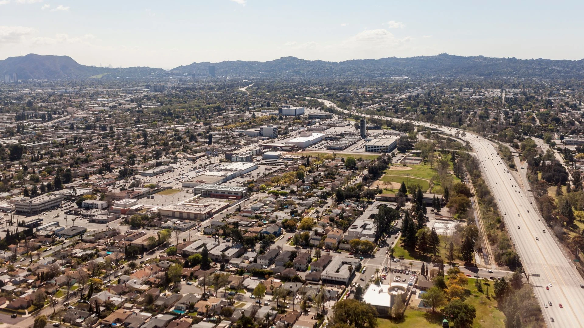 Aerial view of North Hollywood, CA