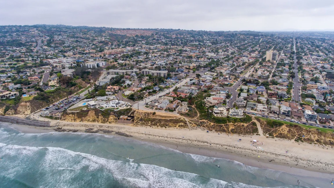 Aerial view of Pacific Palisades, CA