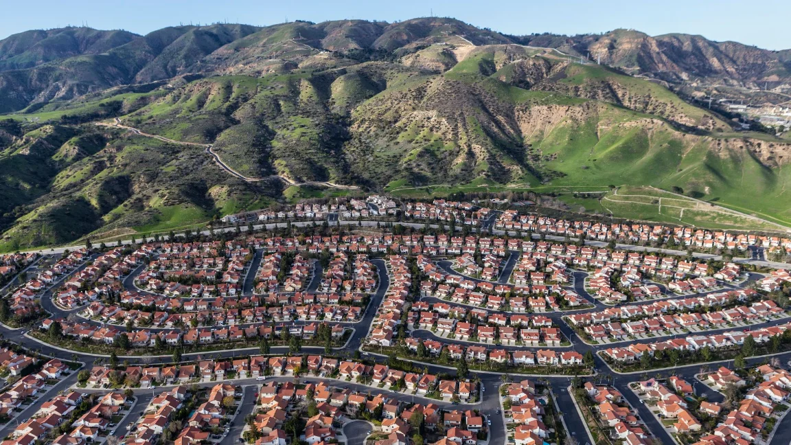 Aerial view of Porter Ranch, CA